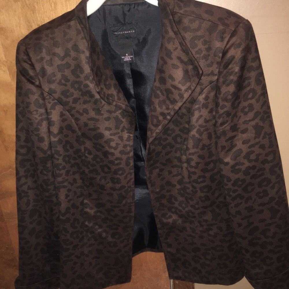 Ladies animal print jacket faux suede